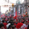 Crowd in downtown Vancouver Celebrating Canada's Hockey Victory