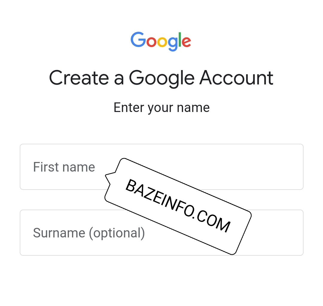 Gmail sign up page