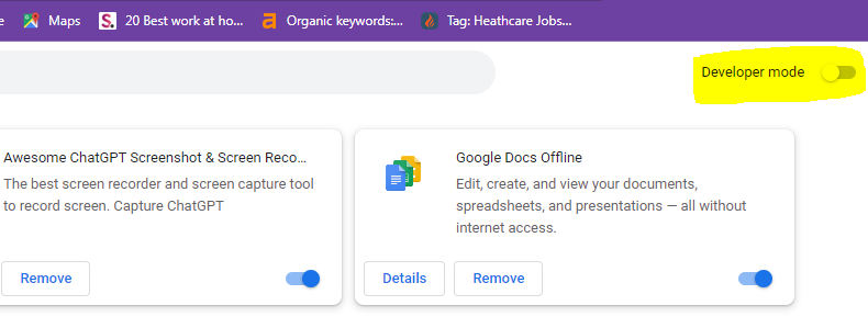Google Chrome Developer Mode